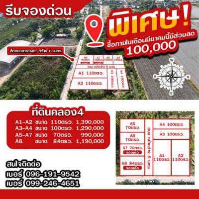 ที่ดิน 11000 ปทุมธานี คลองหลวง คลองสี่