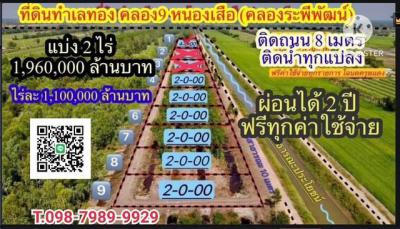 ที่ดิน 1960000 ปทุมธานี หนองเสือ บึงกาสาม